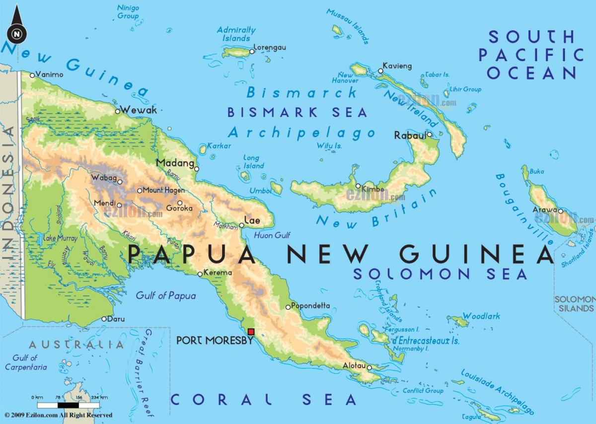 kaart van de hoofdstad van papoea-nieuw-guinea