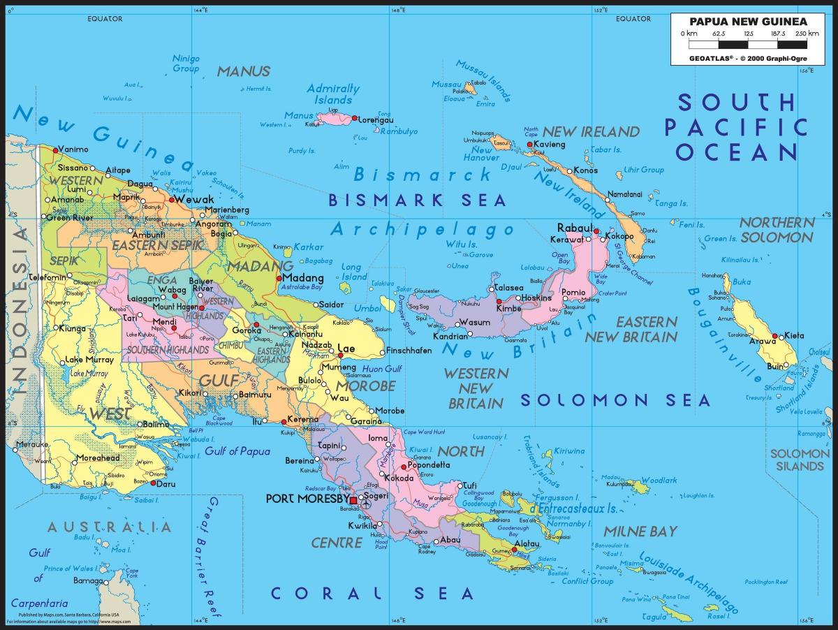 gedetailleerde kaart van papoea-nieuw-guinea