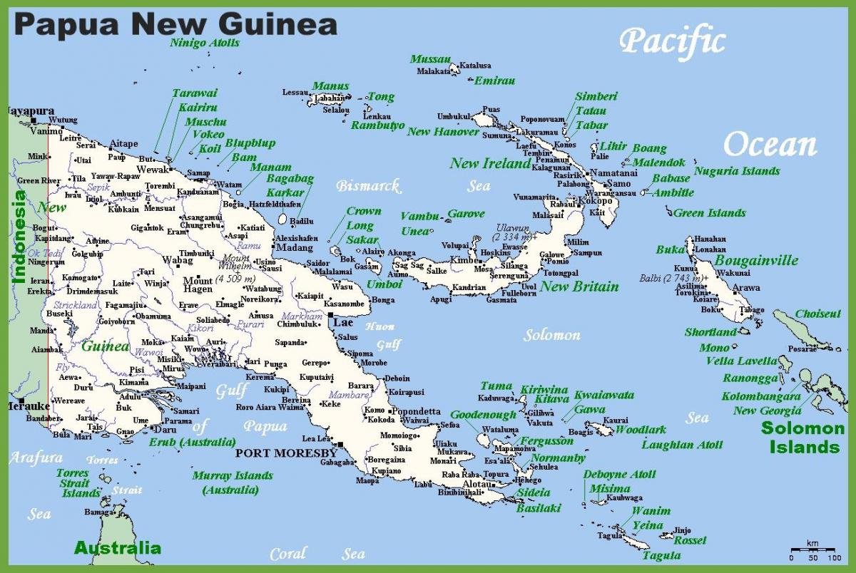 kina van papoea-nieuw-guinea in kaart