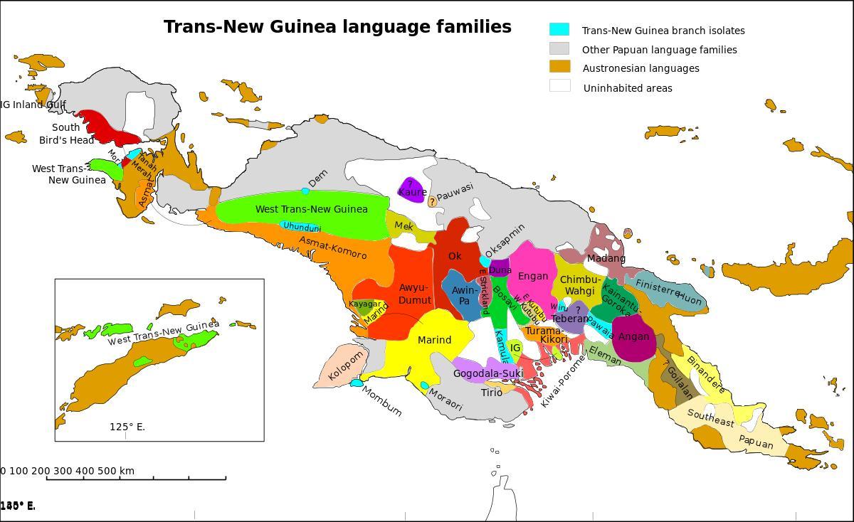 kaart van papoea-nieuw-guinea taal