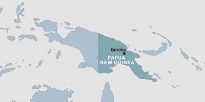 Kaart van goroka kina van papoea-nieuw-guinea